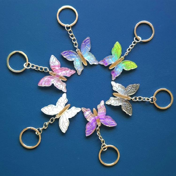 Eleganter Farbverlauf Schmetterling Schlüsselanhänger Stilvoller Acryl Schlüsselanhänger Bunter Schlüsselring Tasche Anhänger Schmuckstück für den täglichen Gebrauch