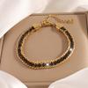 Titanium Steel Bracelet - Women's Simple Stainless Steel Bracelet with Three Layers of Diamonds, Versatile and Luxurious Hand Chain