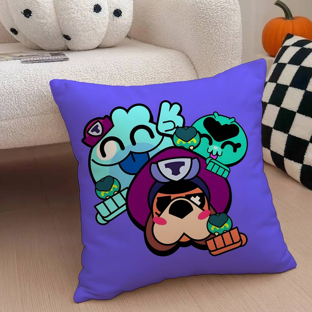 

Hot Game B-BRAWLs Movie Pillow Case Anti-dustmite Pillowcase Invisible zipper silky short plush Sofa cushion cover 12x12Inch
