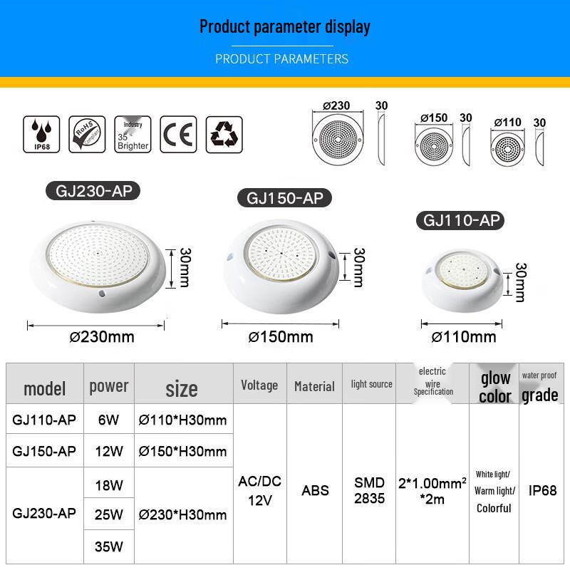 NuFeng Ultra-Thin Wall-Mounted Low-Voltage Underwater Pool Light