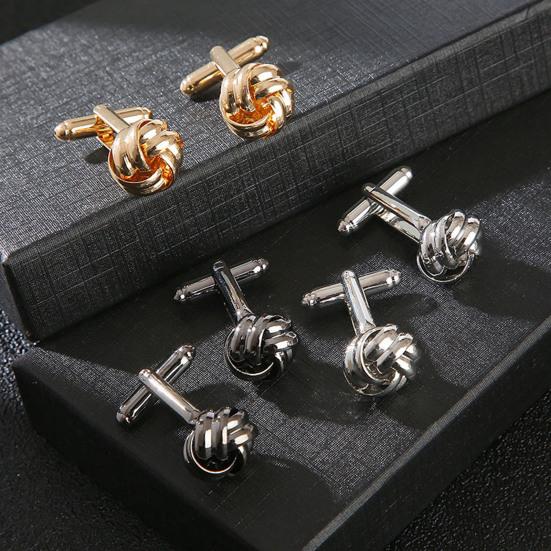 1 Pair Cufflinks Polished Smooth Surface Twist Shape Men Suit Shirt Cufflinks Tuxedo Shirt Accessories Business Evening Party Wear