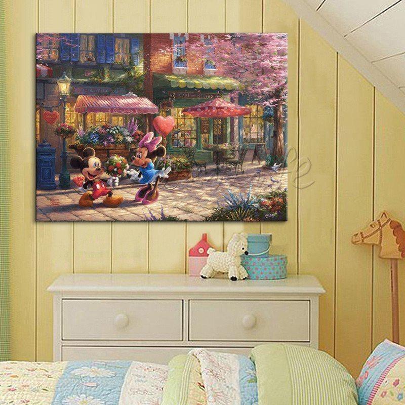 Mickey Mouse Themed Fashionable Girl's Gift Fairy Wallpaper For Bedroom Decor