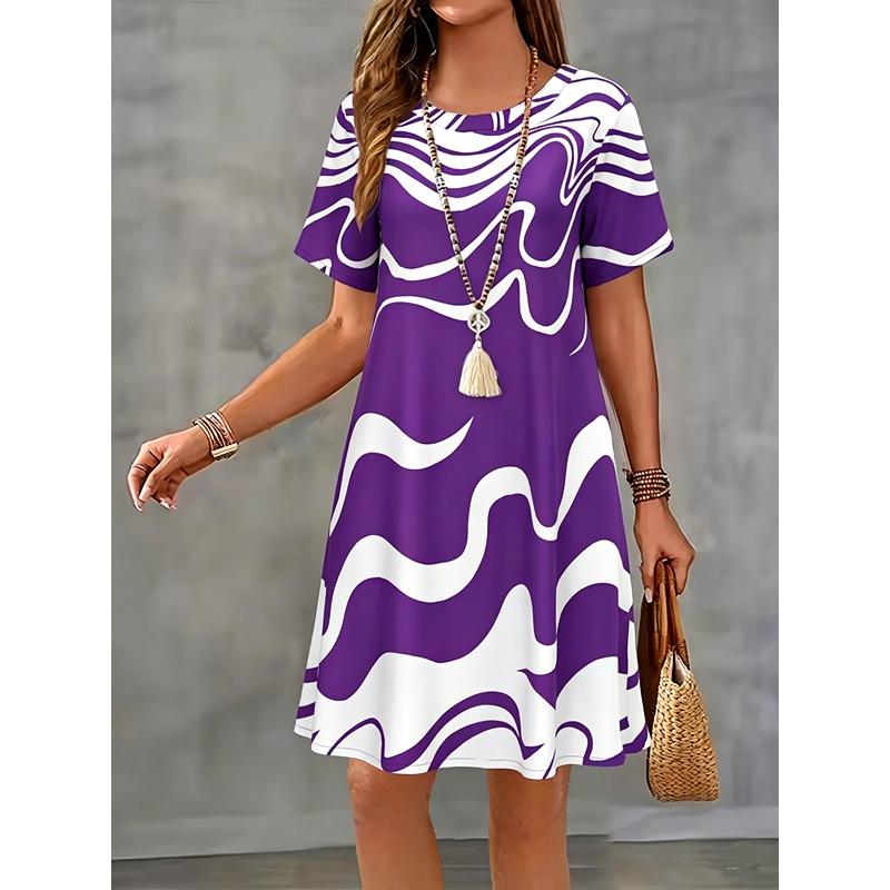 Cute Cartoon Short-Sleeved Nightdress For Girls Women  Summer Autumn Cool Comfortable Home Wear Pajama Dress