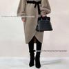 Korean Style High Collar Mid-Length Cashmere Knit Loose Wool Dress for Women