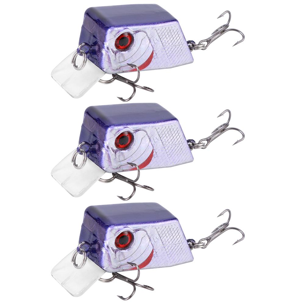 3PCS Unique Square Shape Mini Lure Artificial Simulation Lifelike Bait Fishing Tackle2#
