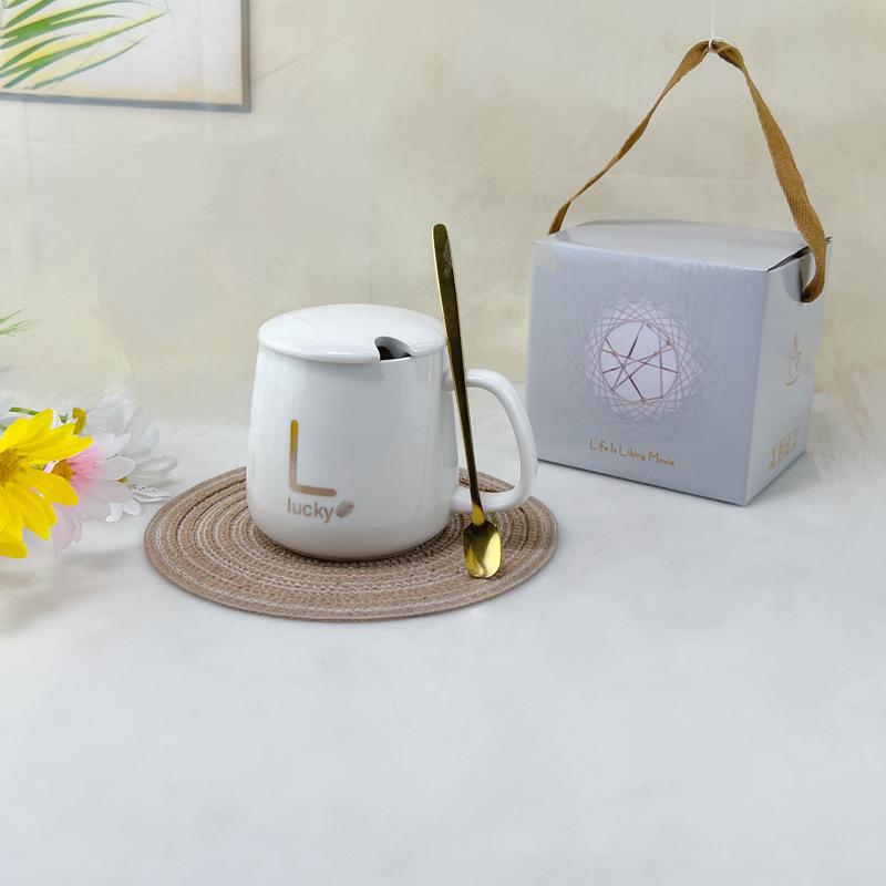 Ceramic Mug Gift Set: Souvenir Mug with Handle and Lid, High-End Luxury Feel, Customizable