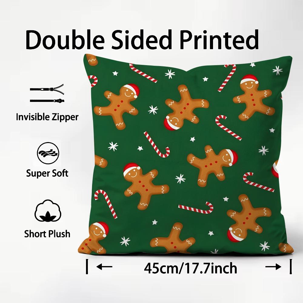 Merry Christmas Cushion Cover Comfortable Reversible Pillow Cover Ideal For Car Sofa Bedroom & Beyond