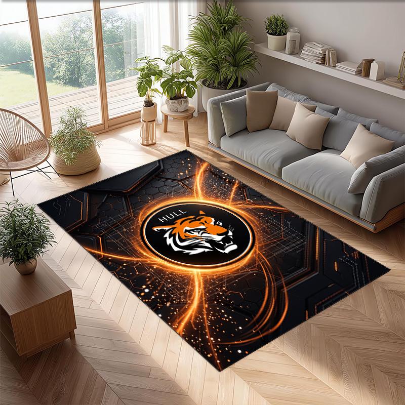 Tappeto in Velluto di Cristallo con Stampa Calcio Hull City, Comodo Assorbente d'Acqua Antiscivolo Tappeto per Pavimento Interno