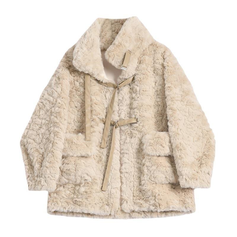 Lamb wool imitation fur coat women's new cotton thickened imitation rabbit fur coat autumn and winter fashion