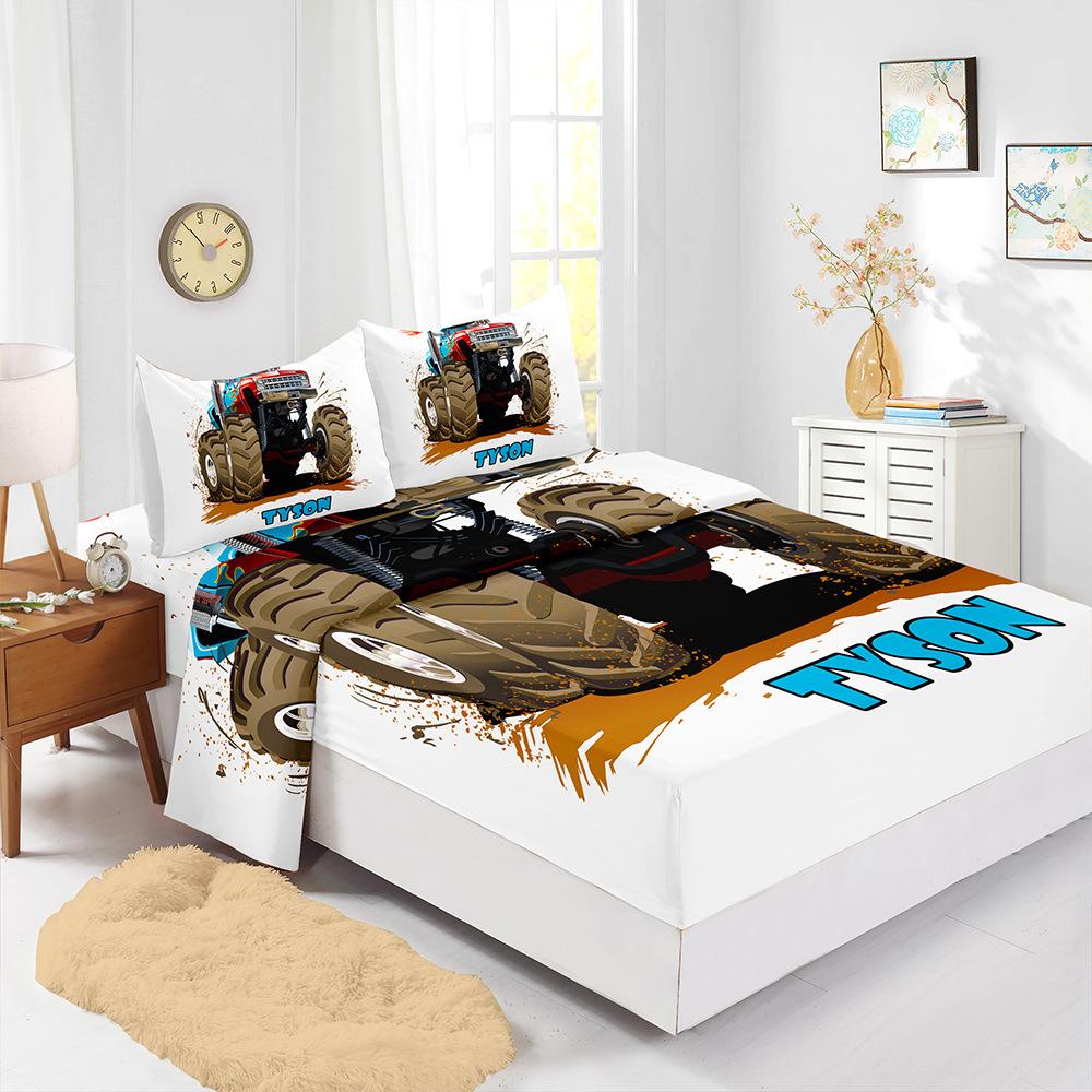 

Four-Piece Mattress, Bed Sheet, Digital Printing Bigfoot, Mattress, Protective Cover, Bedding (90cm * 190cm * 40cm) Pillowcase * 1