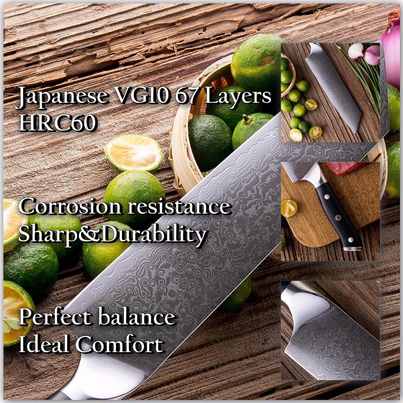 7,7-Zoll-Damast-Kochmesser Kiritsuke Gyuto vg10 japanischer Stahl, professionelle Küchenmesser
