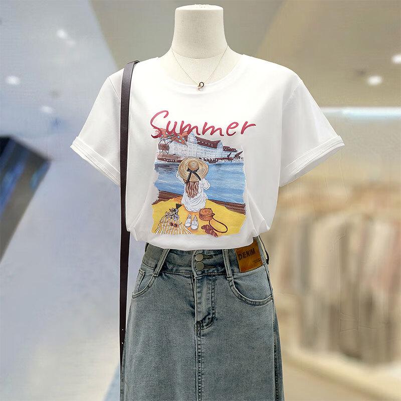 Sibaishe Women s Printed Loose Short Sleeve T-Shirt S