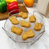 Stainless Steels Round Air Fryers Rack 20Cm Raised Mesh Wire Rack with Side Handle for Grilling, Reheating Food, Greases Draining, and Daily Kitchens