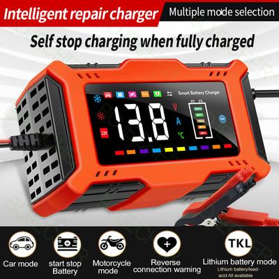 Auto Batterieladegerät 12V6A Autobatterieladegerät für Blei-Säure / Lithium-Eisen Batterien Ladeadapter Pulserhaltungs-Reparatur EU/US Stecker
