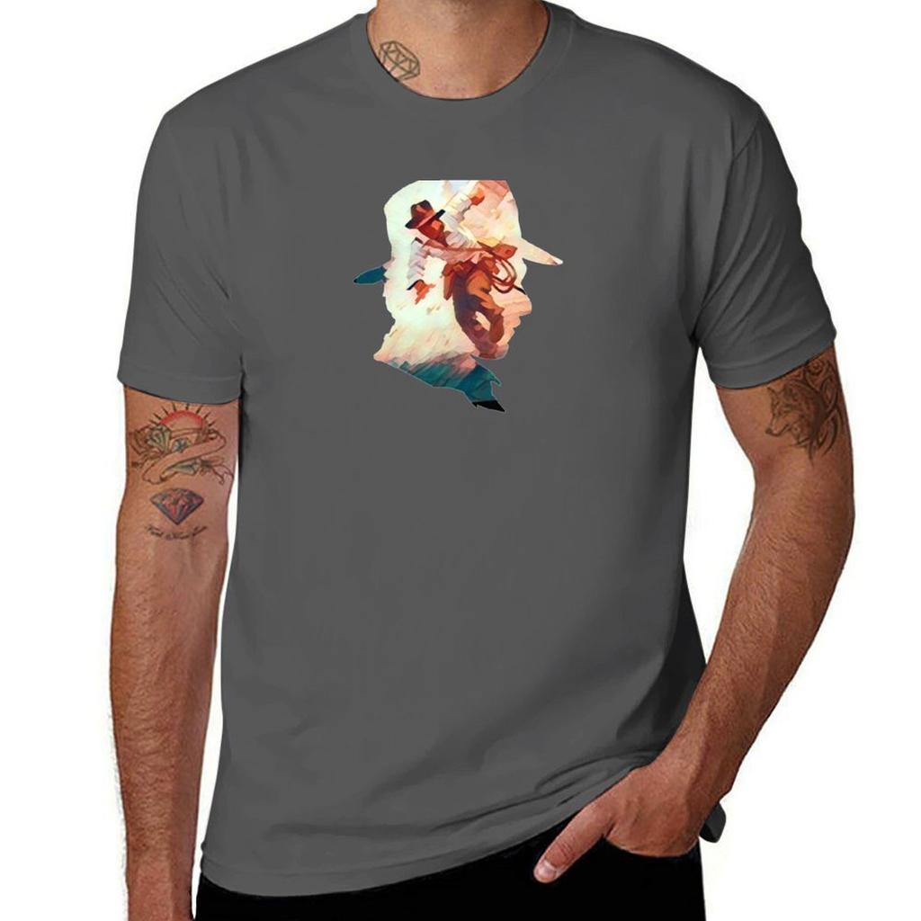 The Man in the Hat II Indy TShirt Basic Solid Color Short Sleeve TShirt