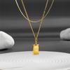 Luxury Double-Layer Gold-Plated Titanium Necklace for Women – Snake Chain with Good Luck Gold Bar Pendant