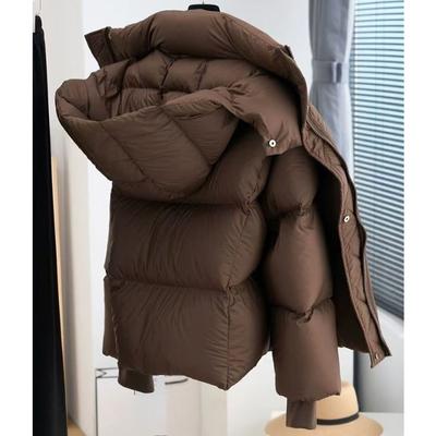 Damen Kurzer Winter-Daunenmantel mit Kapuze Polyesterfüllung Warme Oberbekleidung