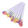 Makeup Brush Set Soft Colorful Bristles Portable Cosmetic Brush Kit for Loose Powder Eyeshadow Blush 10pcs