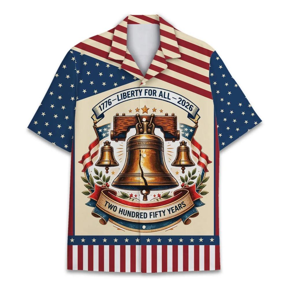 250 Years Of Freedom Hawaiian Shirt 1776 2026 Patriotic Eagle Liberty Bell 4th Of July Aloha Shirt For Men Women clothing S