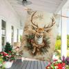 Winter Wonderland, Merry Christmas Double-Sided Garden Flag , Winter Elk & Berry Design, Durable Polyester, Perfect for Outdoor Lawn and Courtyard Dec