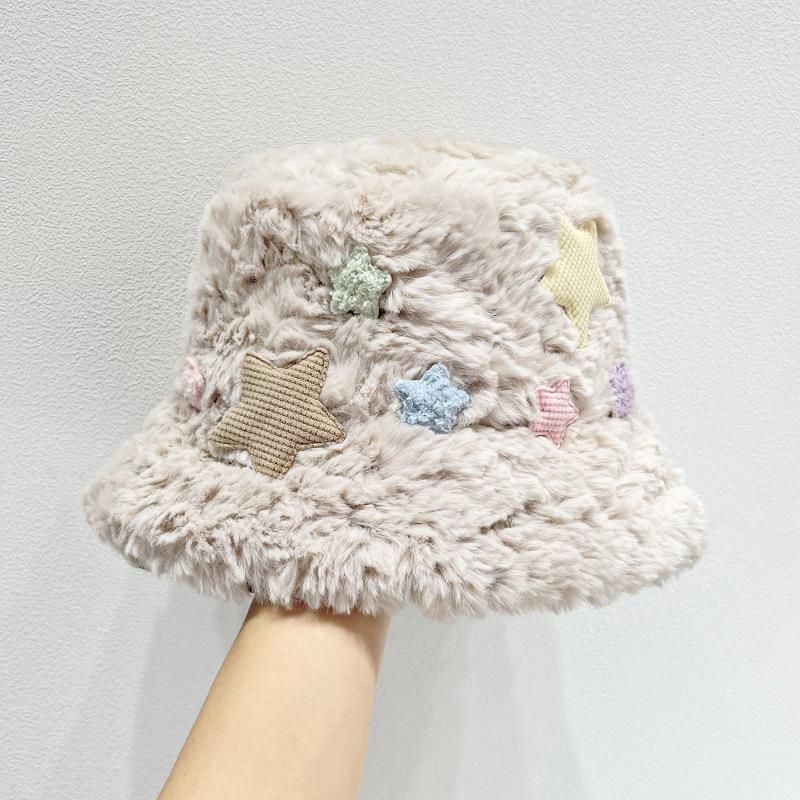 Sweet Fisherman Hat Women's Winter Thick Plush Cute Pot Hat Versatile Hat Warm Hat