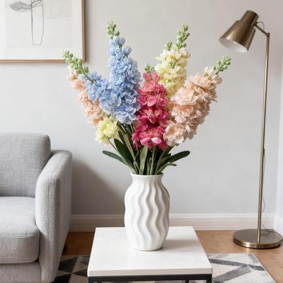 Faux Larkspur Pick Realistic Artificial Larkspur Blooms with Leaves Fake Larkspur Sprig for Home