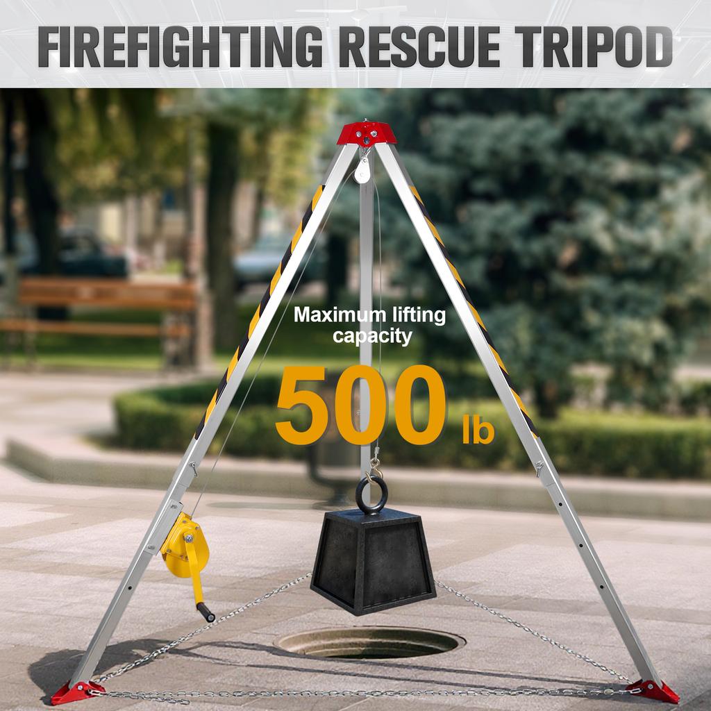 Heavy-Duty Confined Space Tripod Kit Self-Locking Rescue Tripod W/Adjustable Legs for Confined Spaces Emergency Rescue Equipment