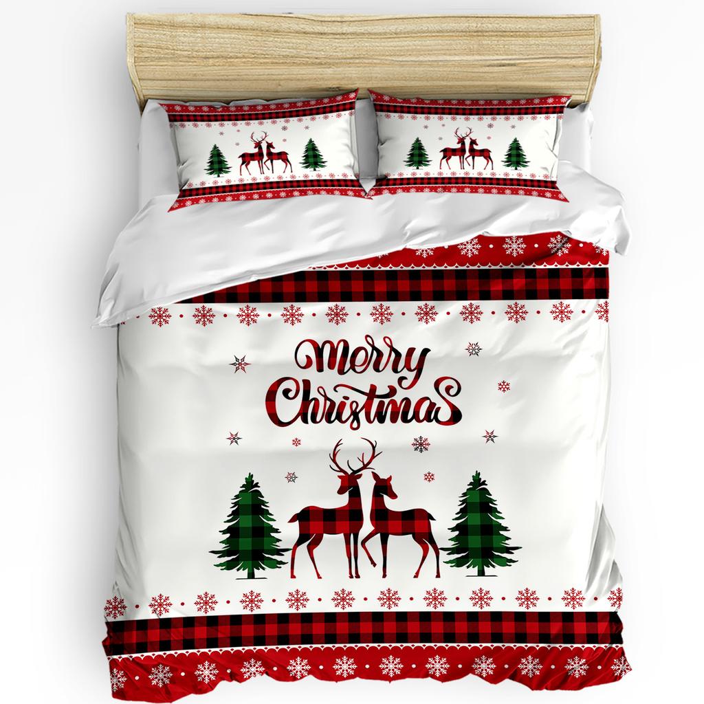 Christmas Snowman Truck Pinecone 3pcs Bedding Set For Double Bed Home Textile Duvet Cover Quilt Cover Pillowcase