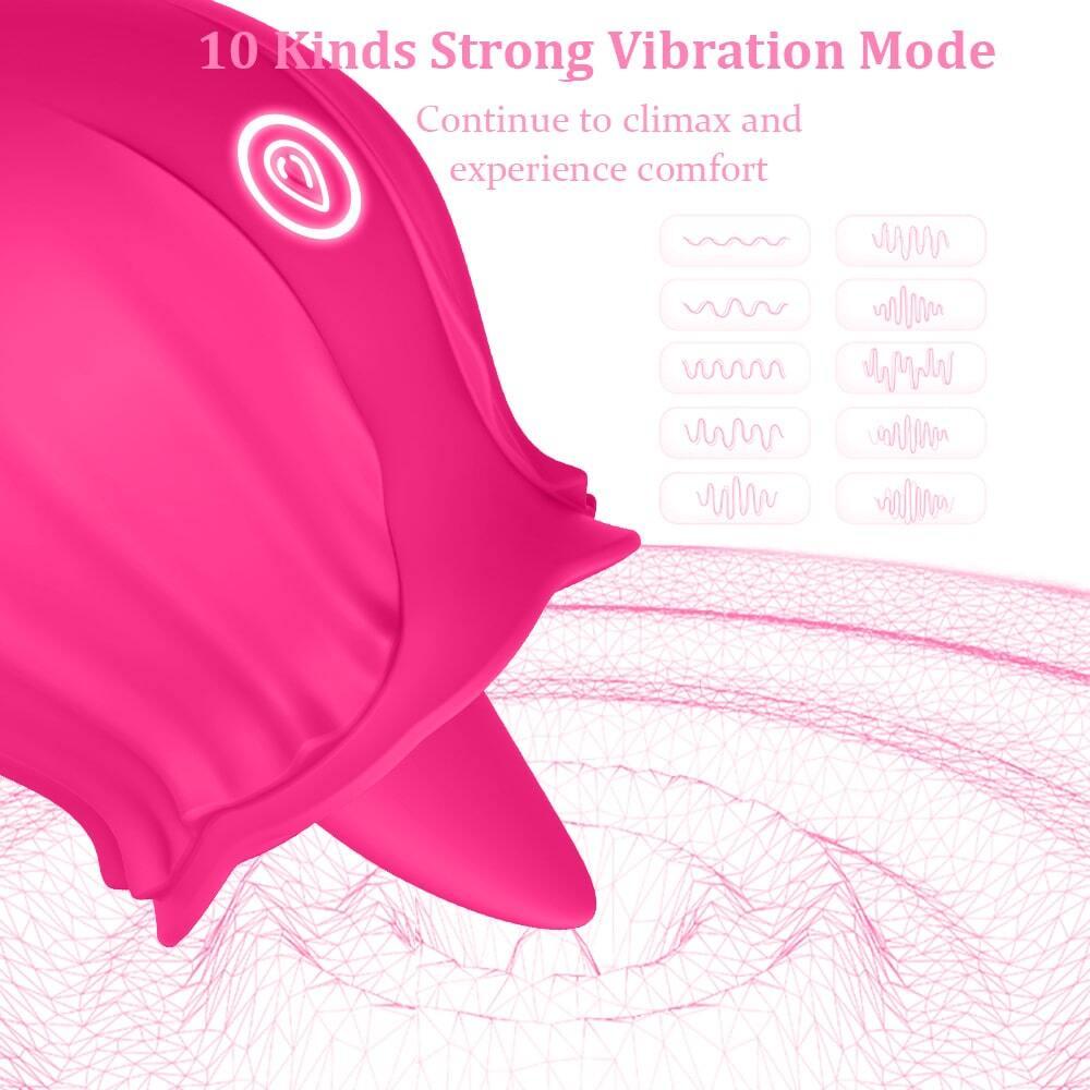 Rose 10 Vibrating Tongue Licking Vibrator Clitoris G-spot Stimulator Pussy Licker Masturbator Adult Couple Female Porn Sex Toys