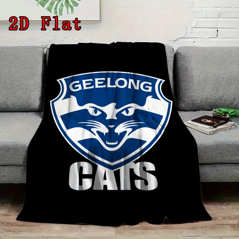 Geelong Cats 2D Flat Pattern Flannel Blanket High quality All Seasons Warmth and Comfort Perfect for Christmas Gifts.