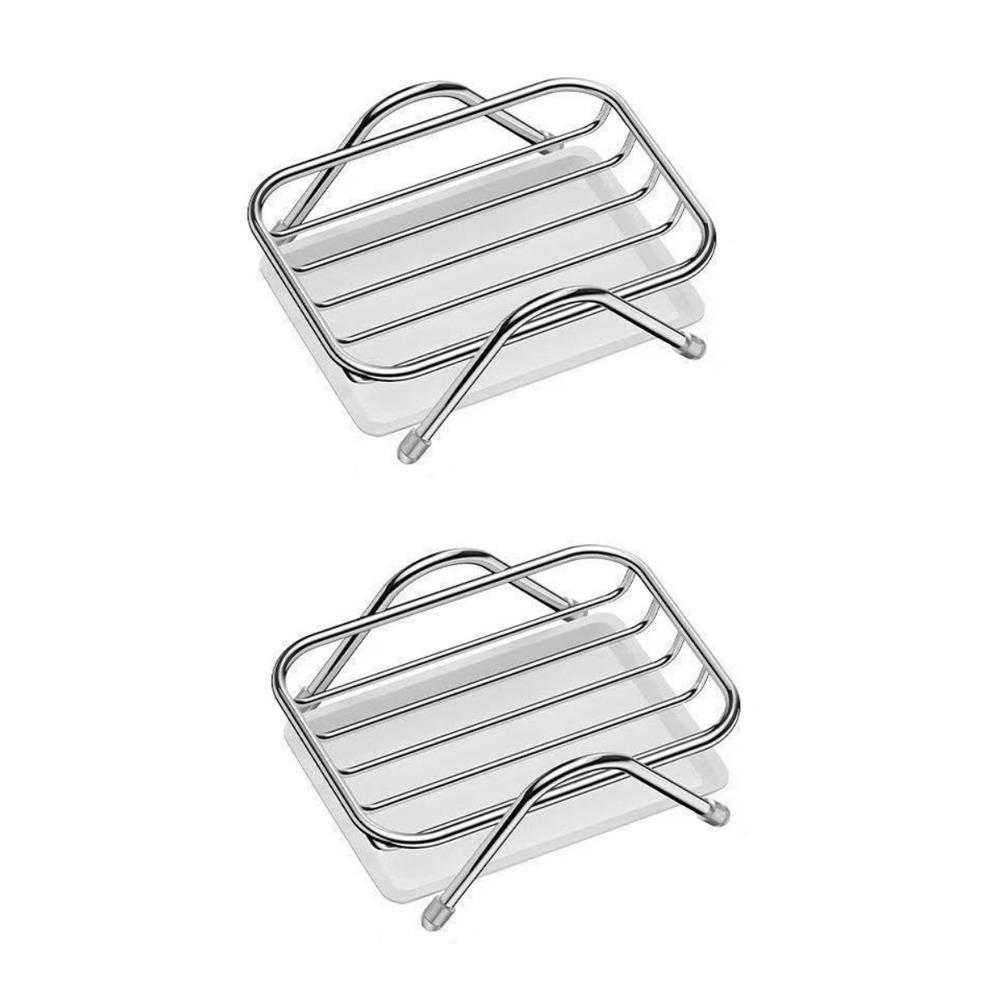 2PCS Rustproof Stainless Steel Soap Rack Space Saving Soap Storage Rack Kitchen серебряный