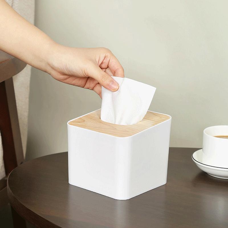 Quadratische, verdickte Taschentuchbox im europäischen Stil mit Deckel, für den Haushalt, Wohnzimmer, kreative Serviettenbox mit Deckel, Pumpbox, Aufbewahrungsbox aus Holz
