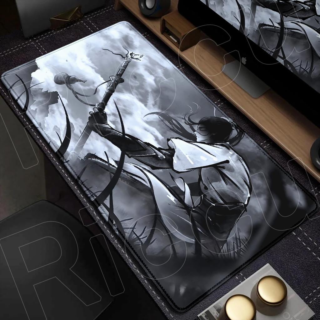 Samurai Warrior black and white drawing MousePad Gamer Computer PC Accessories Keyboard Table Mouse pad Company Gaming Desk Mats