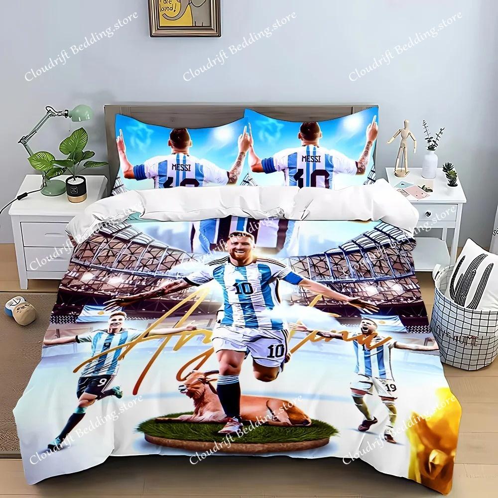 Football Star Duvet Cover Pillowcase M-Messi CR7 Bedding Set Adult Boy Girl Bedroom Decoration Gift Single Double Large Size963