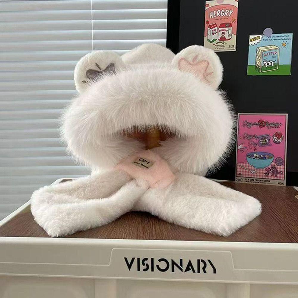 Warm Integrated Cap Scarf Windproof Neck Warmer Soft Ear Protection Cap  Outdoor