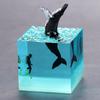 Ornement Cube Baleine Marine Décoration Océan Requin Plongeur Baleine Résine Époxy Modèle Baleine Lampe de Bureau Veilleuse LED Jouet Lumineux