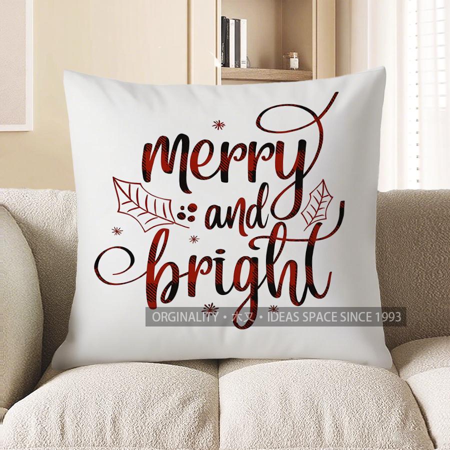Home Decor Merry Christmas Red Script Pattern Pillow Pattern Cushion Cover Suitable For Sofa Bedroom Car Pillow Cover 40x40cm