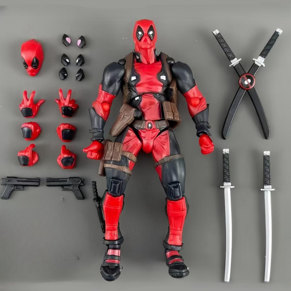 Marvel Deadpool and Wolverine Action Figure Set, Superhero Collectible Figures, Includes Interchangeable Head and Hand Parts