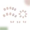 French Acrylic Naiil Short Square False Nail Glossy Full Cover Flower Press On Nail Manicure Nail Art for Women