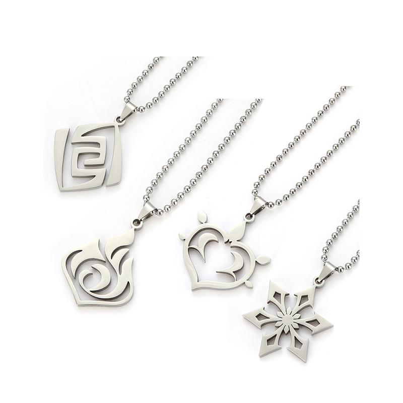 Genshin Impact Pendant Necklace Teen Cute Anime Cartoon Ghost Stainless Steel Necklace for Men Women Jewelry Accessories Gift