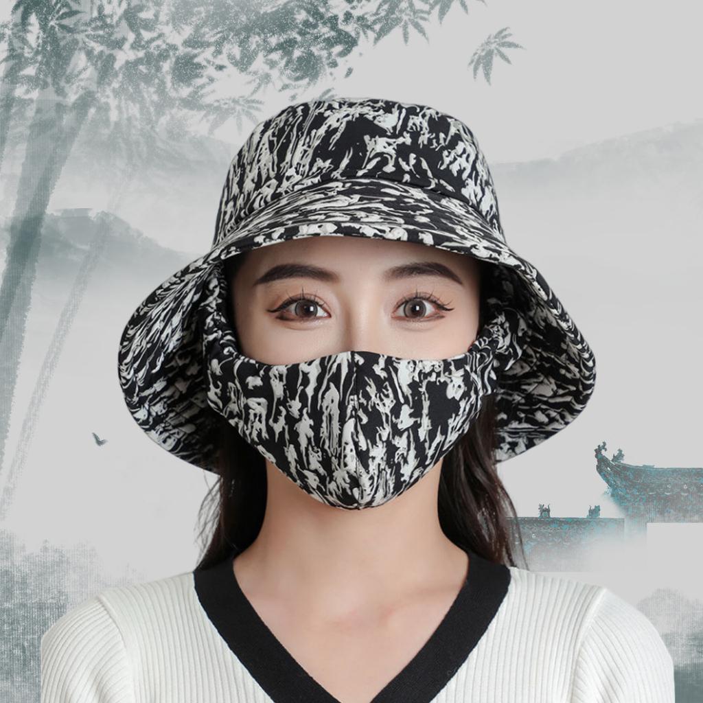 Chapeau de soleil d'été chapeau seau chapeau avec masque intégré protection solaire d'été chapeau de soleil protection solaire extérieure chapeau pour le visage