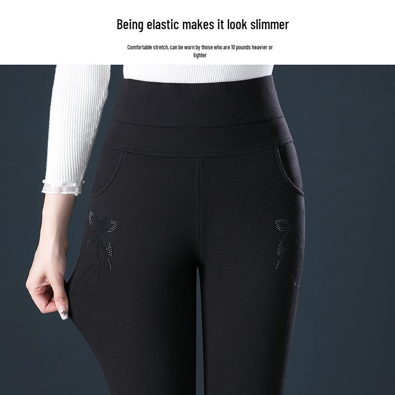 2025 Stylish Plus Size High Waist Elastic Velvet Cropped Skinny Pants - Autumn/Winter Collection 3XL