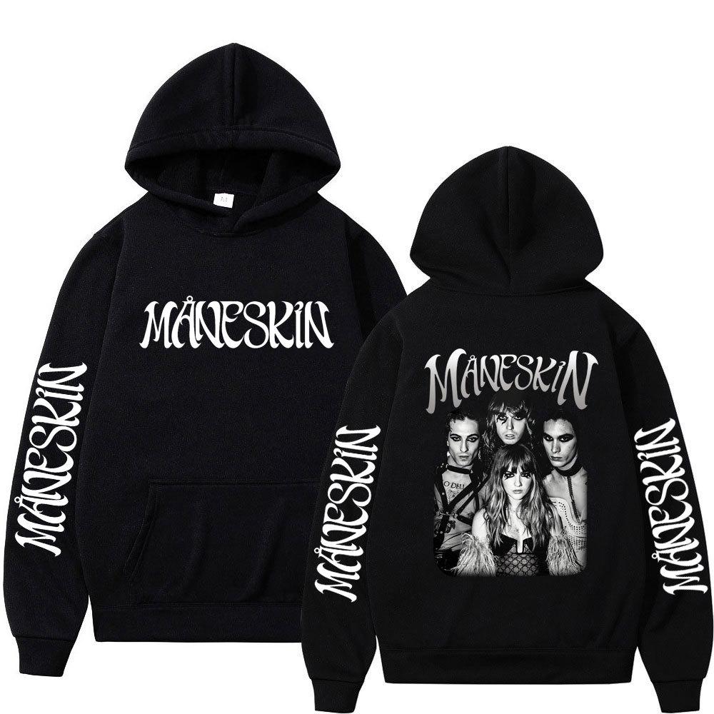 Italienische Rockband Maneskin Hoodies Sänger Grafikdruck Sweatshirts für Fans Lässige Langarm Herren-/Damenbekleidung Kapuzenpullover