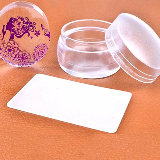 Clear Nail Art Razítkovací Silikonové razítko + škrabka DIY Manicure Transfer Tool