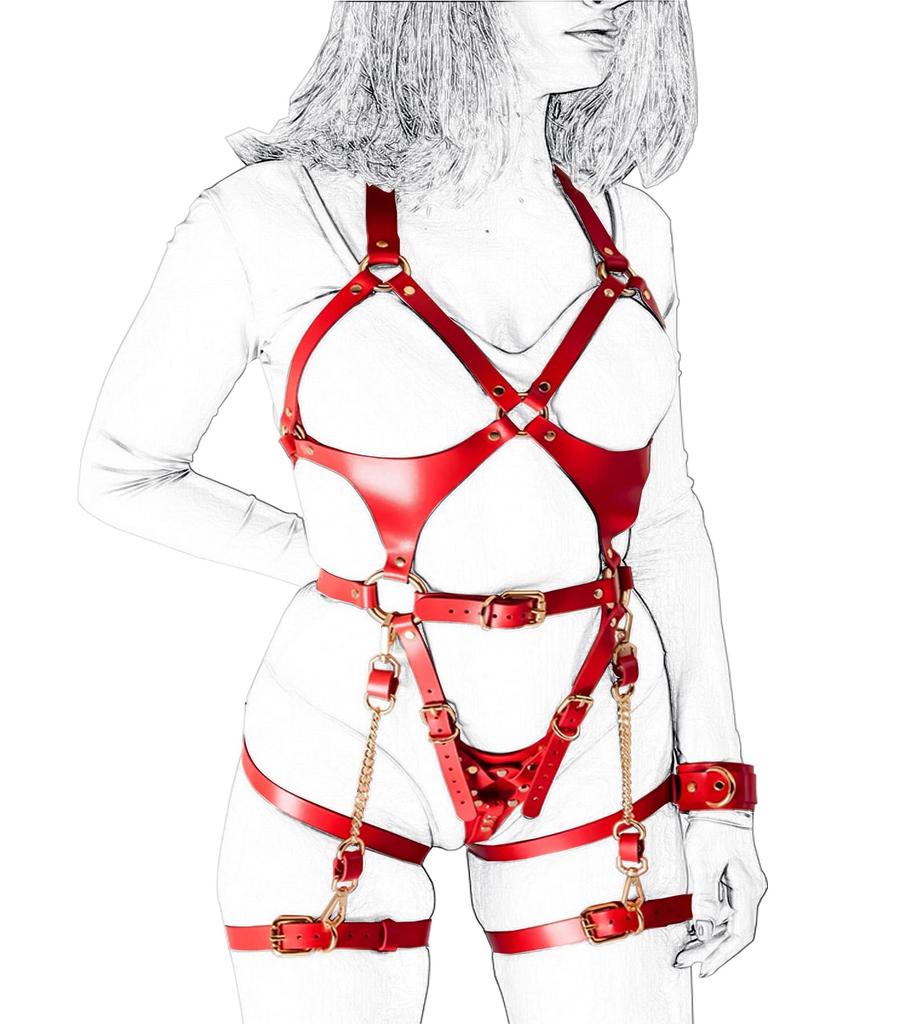 Leather Body Thigh and Butt Bondage Gear Accessories for Adult BDSM Sex Couples Bondage Wrist and Leg SM Gameplay Harness, Straps, Women, Toys,