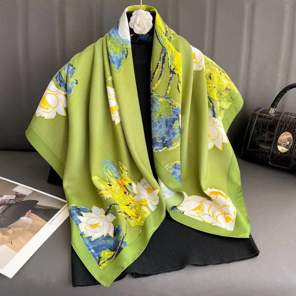 Women S Printed Square Scarf For Sun Protection And Daily Wear