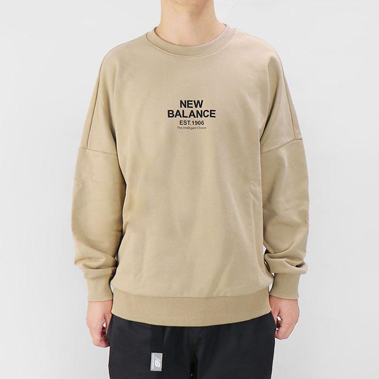 New Balance Sweatshirts Men's Khaki Crew Neck Moderate Regular AMT14318-BEI