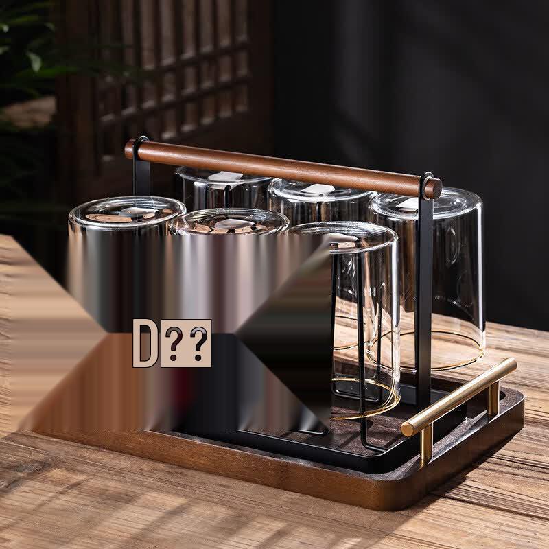 Chinese Style High-Temperature Glass Tea Set with Wooden Handles