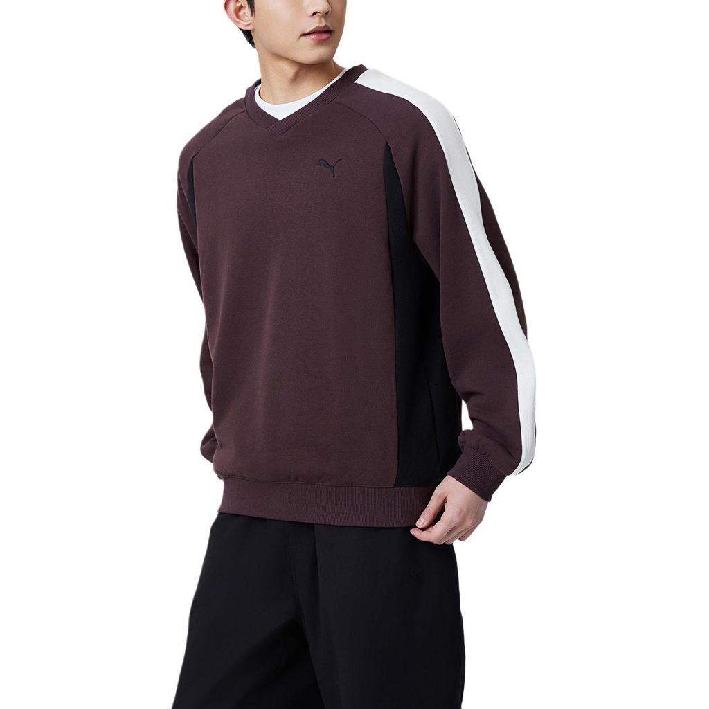 Puma T7 Classic Retro Loose V-Neck Sports Raglan Long Sleeve Sweatshirt Men sweatshirt 637435-13