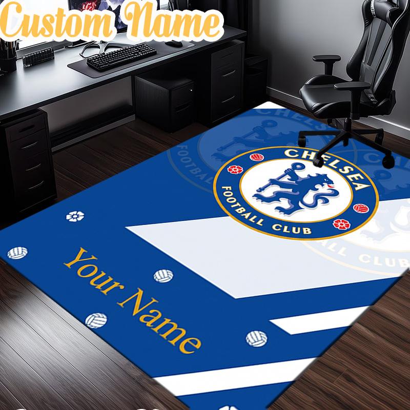 Custom Name Chelsea Fc Champions League Rug, Office Rug, Chair Rug, Carpet for Living Rooms, Doormat Game Rug Home Decor Christmas Gifts